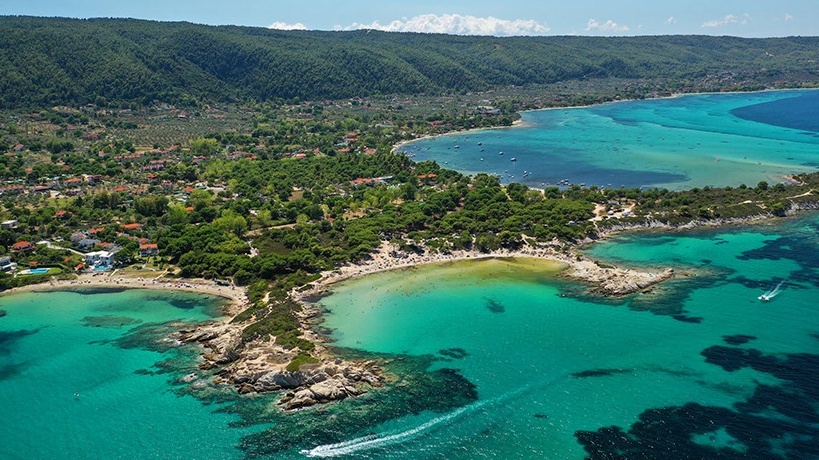 Πανοραμική φωτογταφία των ακτών της Χαλκιδικής