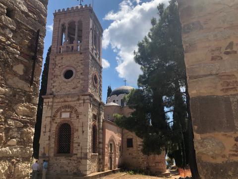 Το καμπαναριό στο καθολικό στη Νέα Μονή Χίος