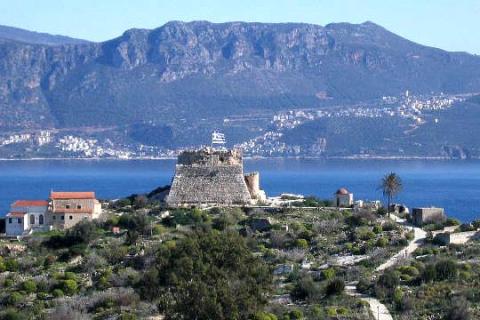 Καστελλόριζο, Κάστρο των Ιωαννιτών Ιπποτών με φόντο τα τουρκικά παράλια